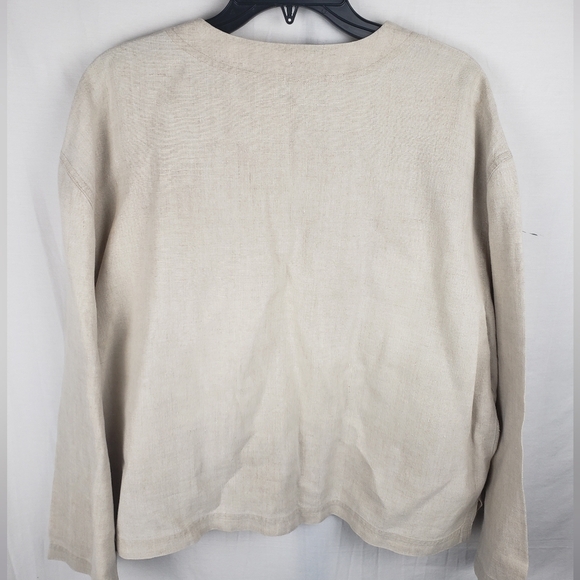 J.Jill Beige 100% Linen Wood Button-Up Cardigan Jacket Sz M - Picture 2 of 7